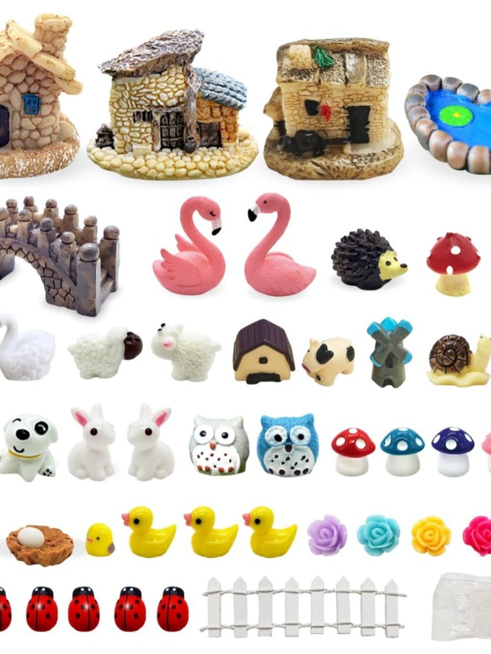 Selected 50 Pieces Fairy Garden Accessories, Animals, Miniature Figurines, Micro